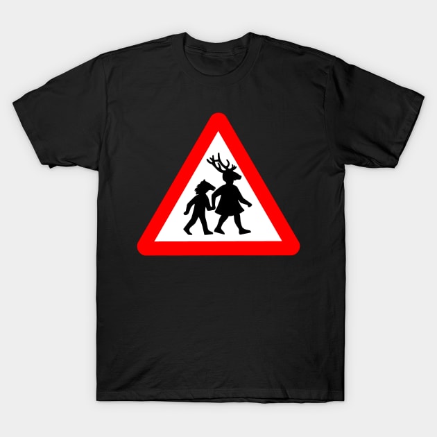 Summerisle School Crossing Sign T-Shirt by Hypnogoria